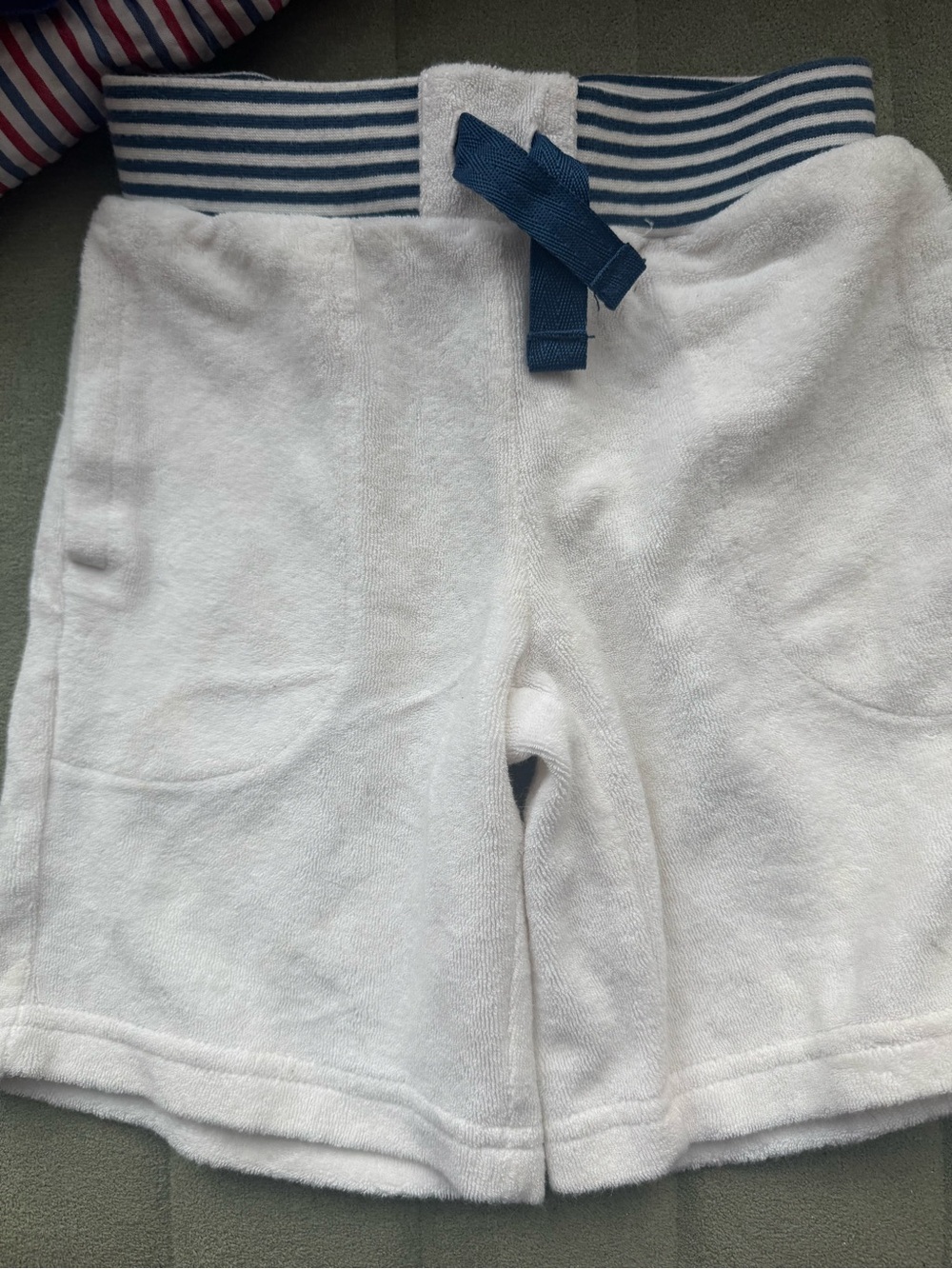 Nautica White Terry Shorts with Blue Striped Waistband